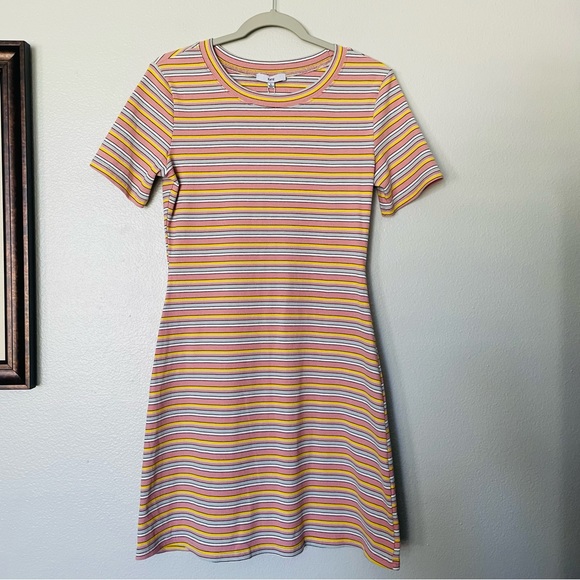 NWT Fate Kristen Striped Pink Mini Dress Size Large - Picture 1 of 7